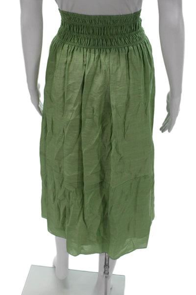 Vince Women A-Line Skirt Green Rayon Long Pull On Size M
