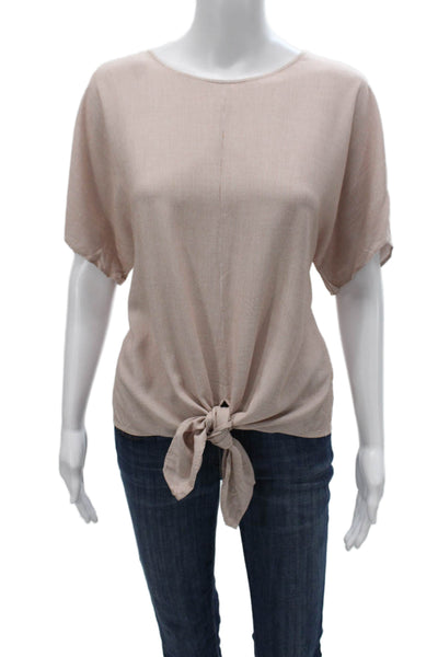 Madewell Women Blouse Basic Striped Beige Boat Neck Short Sleeve Viscose Size S