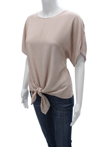 Madewell Women Blouse Basic Striped Beige Boat Neck Short Sleeve Viscose Size S