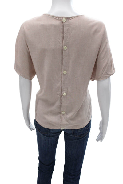 Madewell Women Blouse Basic Striped Beige Boat Neck Short Sleeve Viscose Size S