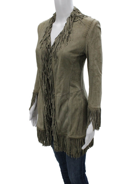 Zingaro Women Basic Jacket Green Suede Long Sleeve Bohemian Size M