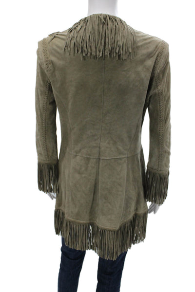 Zingaro Women Basic Jacket Green Suede Long Sleeve Bohemian Size M
