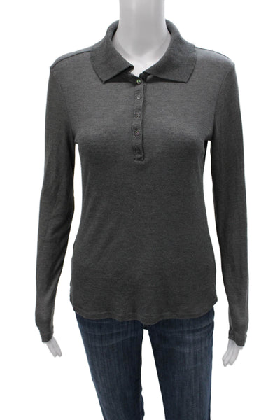 MNG Women Basic Collared Gray Long Sleeve Polo Size M