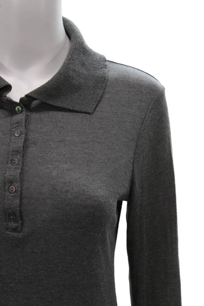 MNG Women Basic Collared Gray Long Sleeve Polo Size M