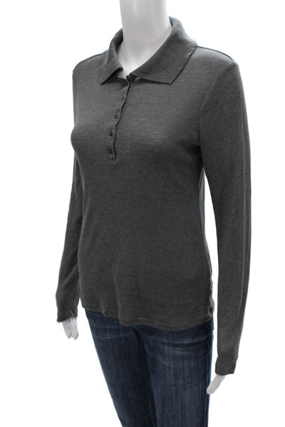 MNG Women Basic Collared Gray Long Sleeve Polo Size M