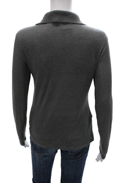 MNG Women Basic Collared Gray Long Sleeve Polo Size M