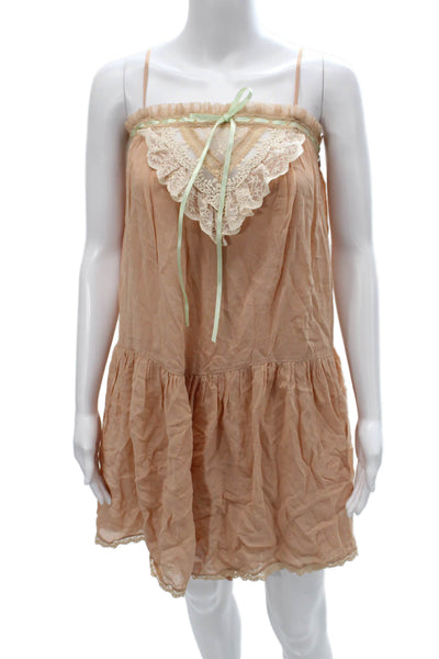 Anthropologie Womens Slip Dress Beige Sweetheart Knee-Length Size 2XS