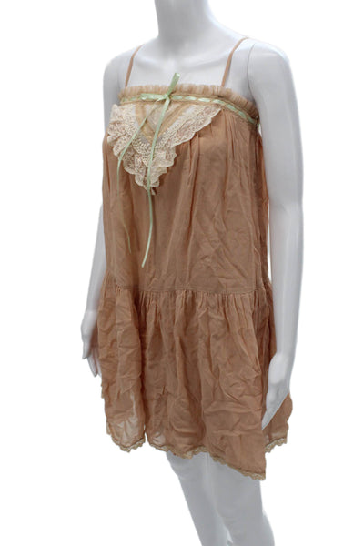 Anthropologie Womens Slip Dress Beige Sweetheart Knee-Length Size 2XS
