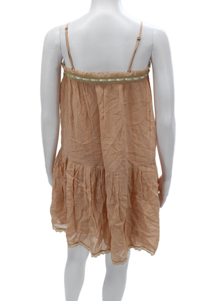 Anthropologie Womens Slip Dress Beige Sweetheart Knee-Length Size 2XS