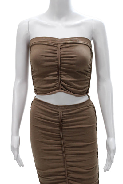 Alexander Wang Women Brown Strapless Polyamide Set Pullover Size S