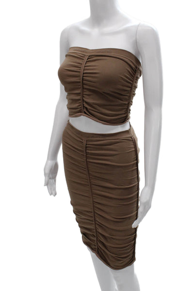 Alexander Wang Women Brown Strapless Polyamide Set Pullover Size S