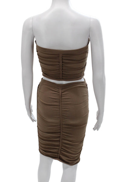 Alexander Wang Women Brown Strapless Polyamide Set Pullover Size S
