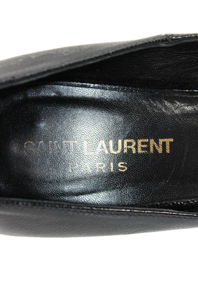 Saint Laurent Womens Leather Pointed Toe Platform Heels Black Size 39.5 9.5