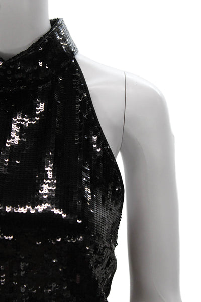 Theory Women Halter Sleeveless Blouse Tank Black Polyester Button Size M