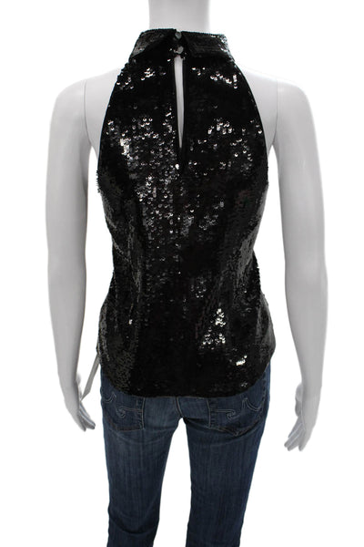 Theory Women Halter Sleeveless Blouse Tank Black Polyester Button Size M