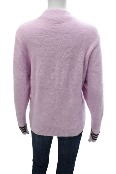 Adidas Women Pink Mock Neck Pullover Sweater Long Sleeve Polyamide Size L