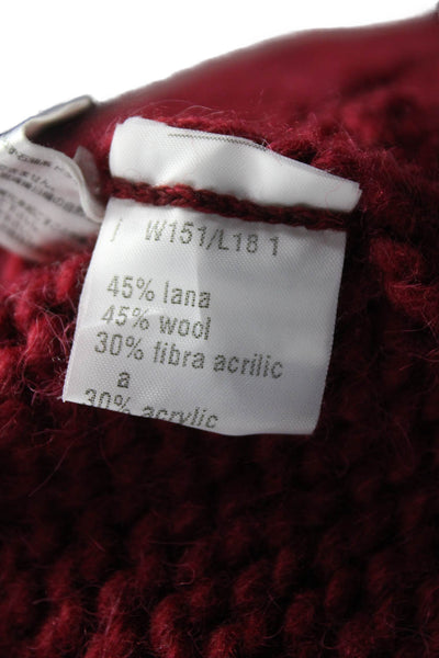 Alessandro Dell Acqua Women Red Wool Cowl Neck Cardigan 3/4 Sleeve Size 40