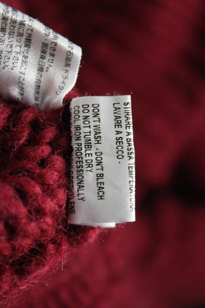 Alessandro Dell Acqua Women Red Wool Cowl Neck Cardigan 3/4 Sleeve Size 40