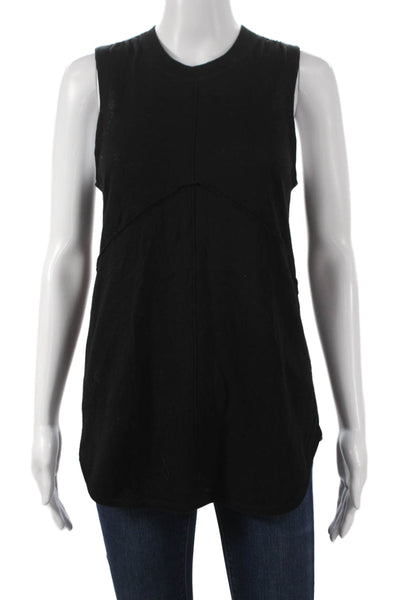 ATM Womens Tunic Tank Black Cotton Sleeveless Crew Neck Solid Summer Size S