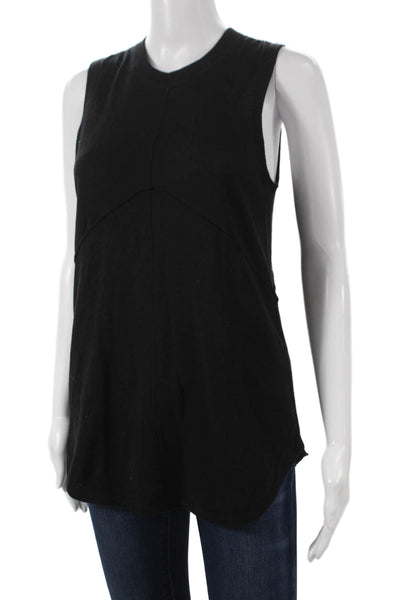ATM Womens Tunic Tank Black Cotton Sleeveless Crew Neck Solid Summer Size S