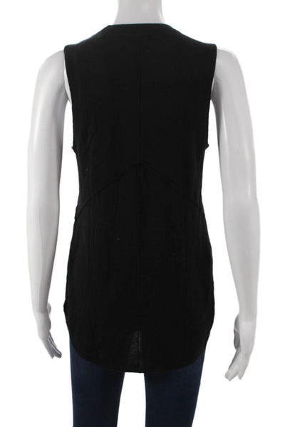 ATM Womens Tunic Tank Black Cotton Sleeveless Crew Neck Solid Summer Size S