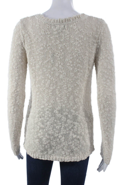 Splendid Womens Ivory V-Neck Cotton Long Sleeve Pullover Sweater Size S