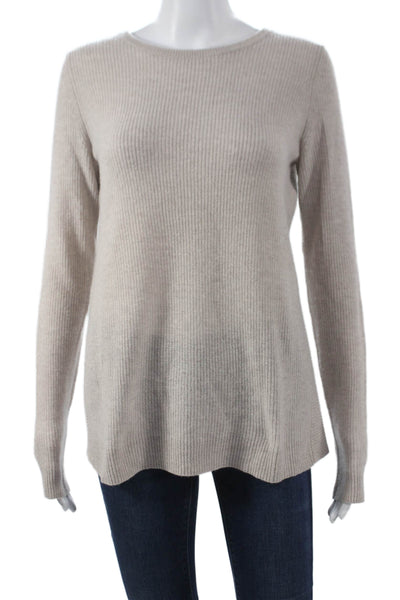 Autumn Cashmere Womens Pullover Sweater Beige Round Neck Longsleeve Size XS