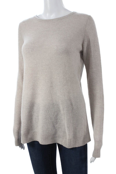 Autumn Cashmere Womens Pullover Sweater Beige Round Neck Longsleeve Size XS