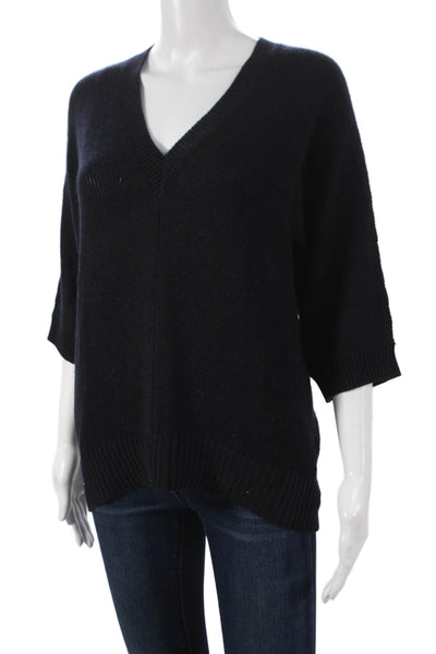 Derek Lam Women Black Cashmere V-Neck 3/4 Sleeve Pullover Sweater Size PP
