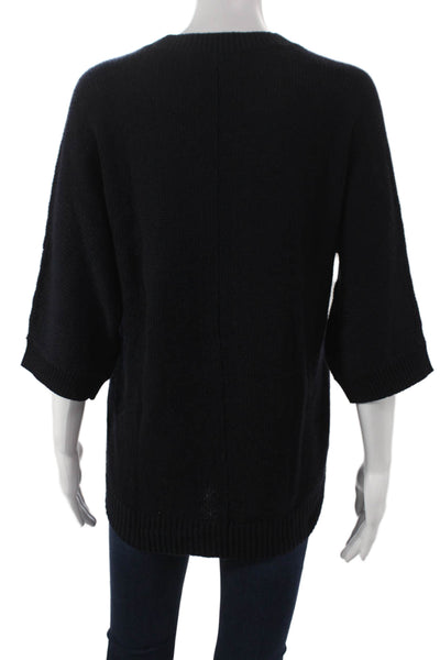 Derek Lam Women Black Cashmere V-Neck 3/4 Sleeve Pullover Sweater Size PP
