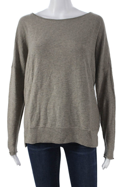 Vince Women Pullover Sweater Boat Neck Gray Cotton Long Sleeve Size S