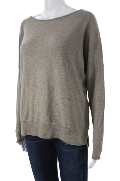 Vince Women Pullover Sweater Boat Neck Gray Cotton Long Sleeve Size S