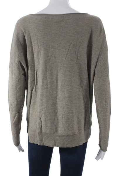Vince Women Pullover Sweater Boat Neck Gray Cotton Long Sleeve Size S