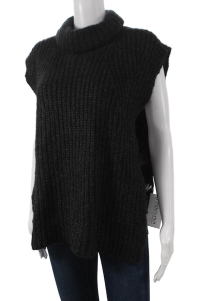 Isabel Marant Etoile Women Cowl Neck Wool Sleeveless Vest Gray Size 38