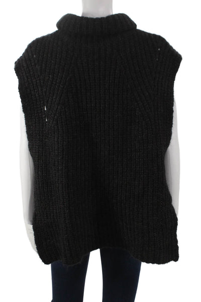 Isabel Marant Etoile Women Cowl Neck Wool Sleeveless Vest Gray Size 38