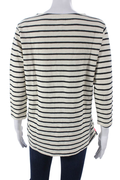 Sundry Womens Tunic Ivory Striped Boat Neck 3/4 Sleeve Cotton Pullover Size 1