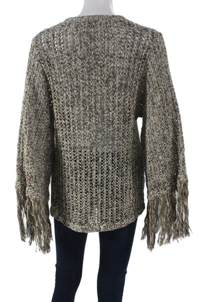 Derek Lam Women Gray Cotton V-Neck Long Sleeve Pullover Size XS