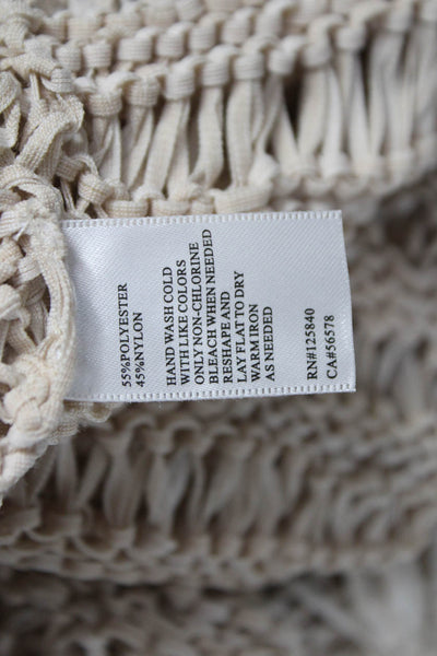 Intermix Women Beige Polyester Boat Neck Pullover Sweater Long Sleeve Size PP