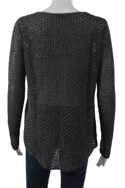 Helmut Women Pullover Sweater Gray Linen V-Neck Long Sleeve Solid Size PP