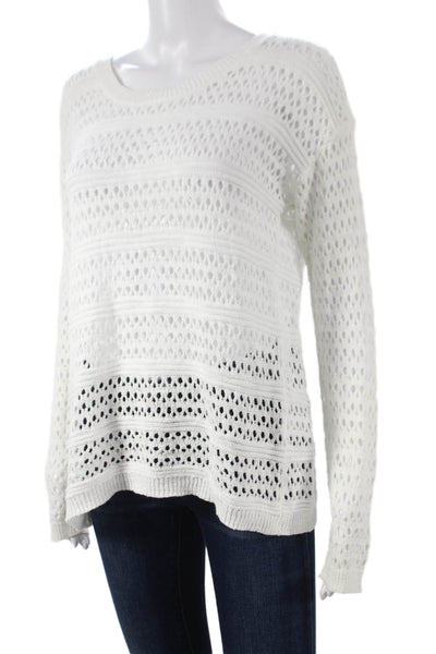 Michael Stars Women White Striped Cotton Pullover Long Sleeve Size XS