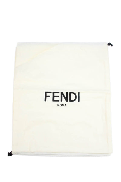 Fendi Womens Double Buckle Zucca Raffia Slide Sandals Brown White Size 38