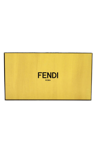 Fendi Womens Double Buckle Zucca Raffia Slide Sandals Brown White Size 38