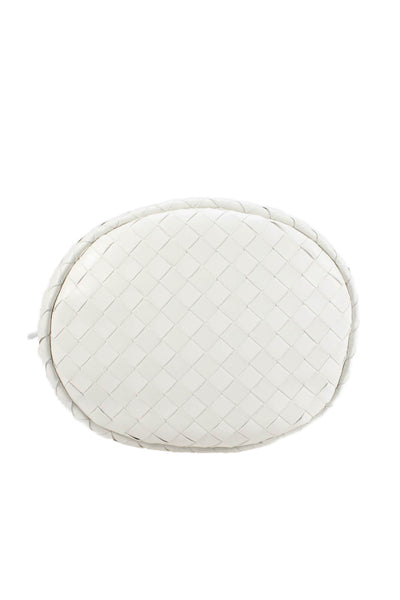 Bottega Veneta Womens Intrecciato Leather Castello Bucket Bag Handbag White
