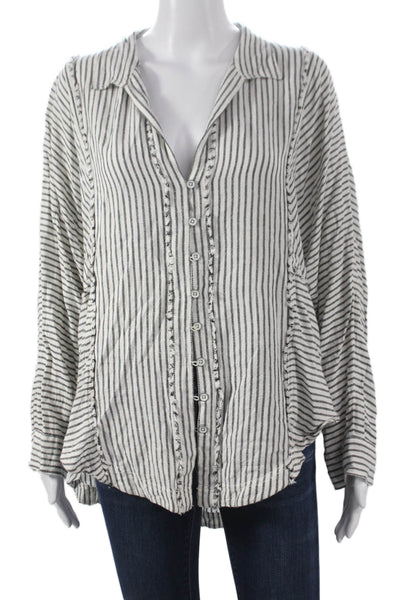 We The Free Womens Tunic Blouse Striped Collared Long Sleeve Multicolor Size S
