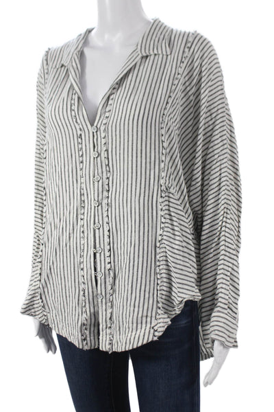 We The Free Womens Tunic Blouse Striped Collared Long Sleeve Multicolor Size S