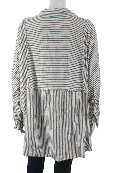 We The Free Womens Tunic Blouse Striped Collared Long Sleeve Multicolor Size S