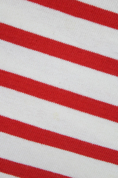 Zara Women Cropped Red Striped Cotton Crew Neck Short Sleeve T-Shirt Size S