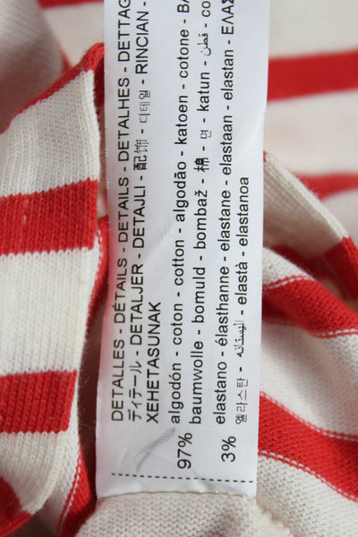Zara Women Cropped Red Striped Cotton Crew Neck Short Sleeve T-Shirt Size S