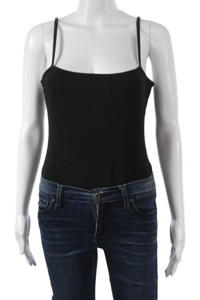 ATM Women One Piece Bodysuit Black Square Neck Sleeveless Pima Cotton Size L