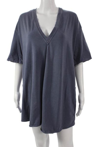 Intimately Free People Womens T-Shirt Romper Blue V-Neck Short Sleeve Size L
